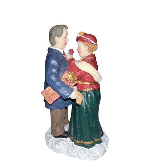 Vtg 2000 Village Square Dancing Couple Children 3 Pc Figurine Mervyn Christmas - Picture 3 of 12